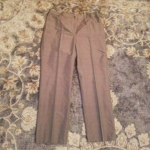NEW Marina Rinaldi Women's 100% Dupioni Silk Pants Trousers Gray 14W $685 ITALY